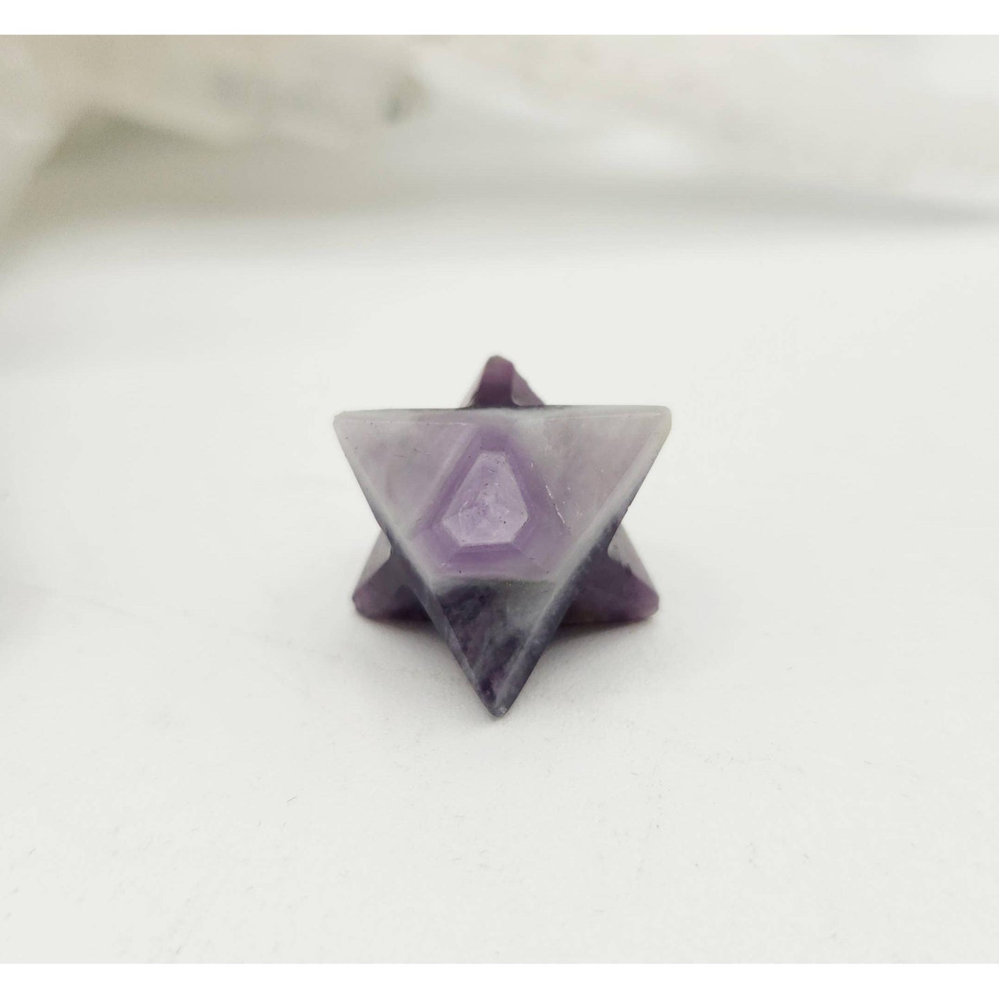 Amethyst 7-Piece Sacred Geometry Crystal Set with Wooden Grid & Velvet Bag