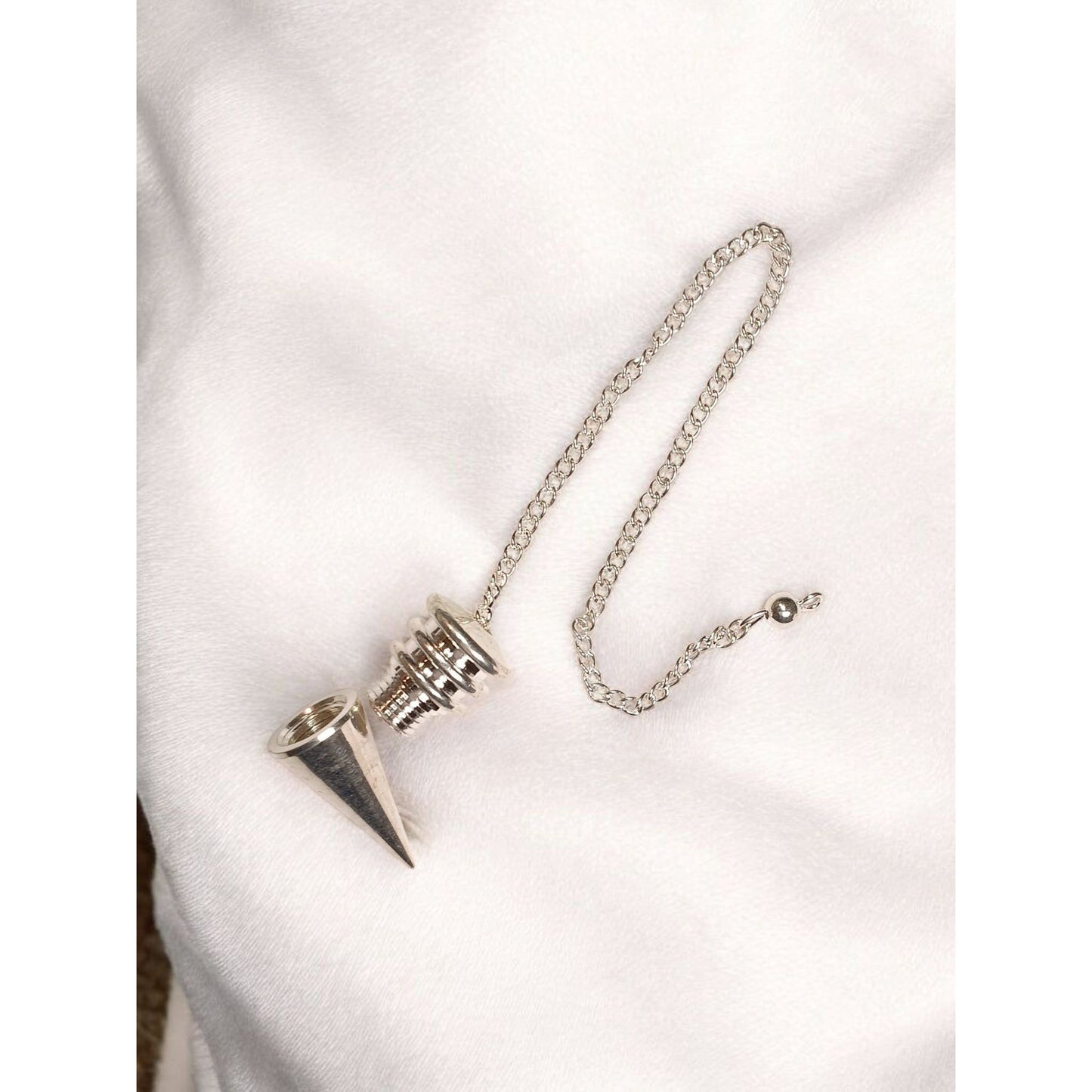 Silver Plated Point Chambered Pendulum – Spiritual Dowsing Tool