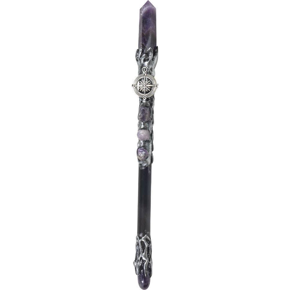 Amethyst & Compass Crystal Magick Wand – Manifestation, Gratitude & Spiritual Guidance