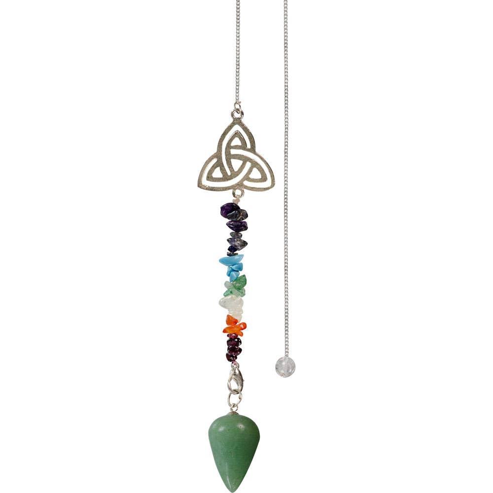 Chakra Triquetra Green Aventurine Pendulum for Energy Healing & Divination