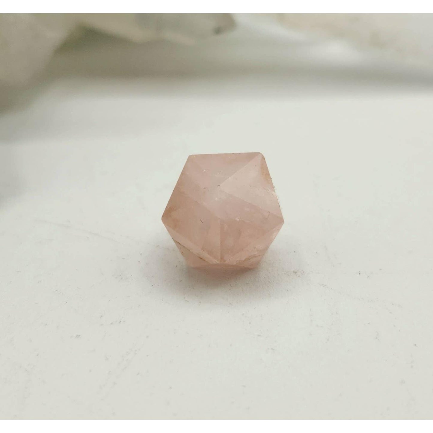 Rose Quartz Sacred Geometry Crystal Set – 7-Piece Platonic Solids + Grid