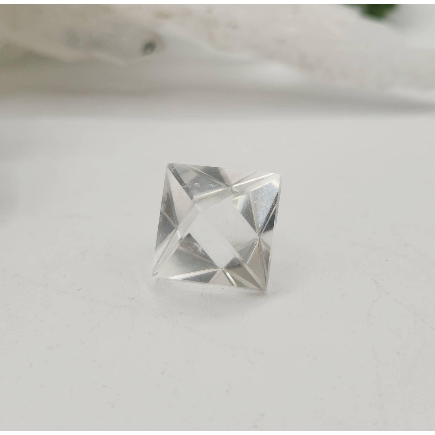 Clear Quartz Sacred Geometry Set – 7 Carved Crystals + Merkaba & Sphere with Grid & Pouch