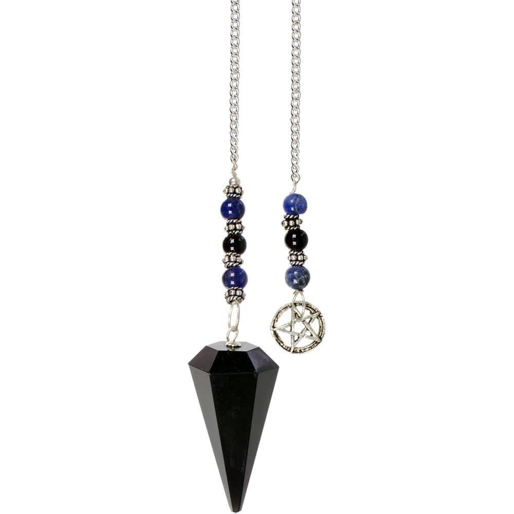 Black Obsidian Pentacle Hexagonal Pendulum