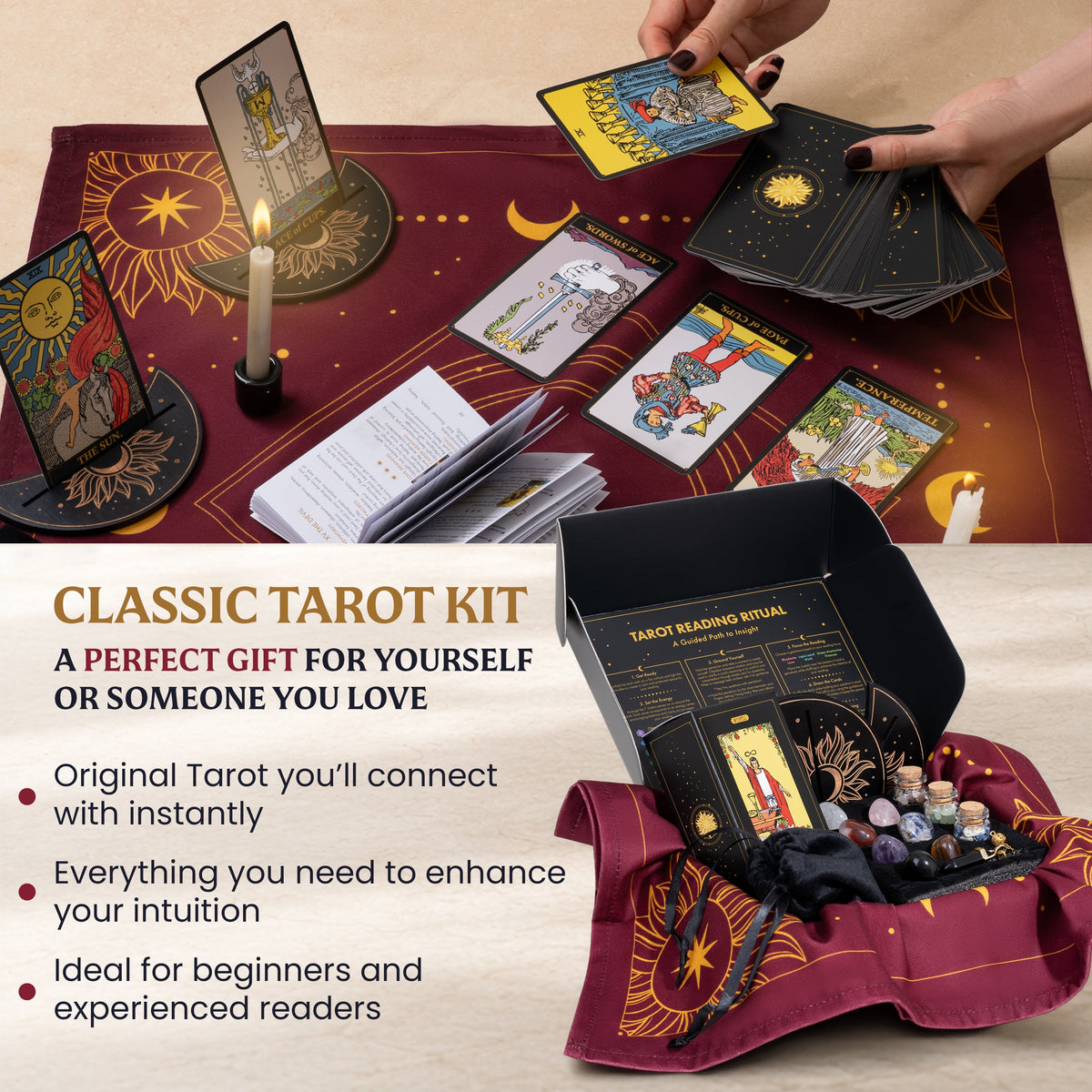 Classic Tarot Kit – Complete Beginner Tarot Set with Crystals & Pendulum
