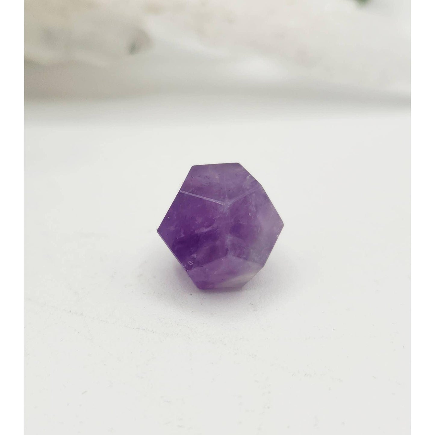 Amethyst 7-Piece Sacred Geometry Crystal Set with Wooden Grid & Velvet Bag