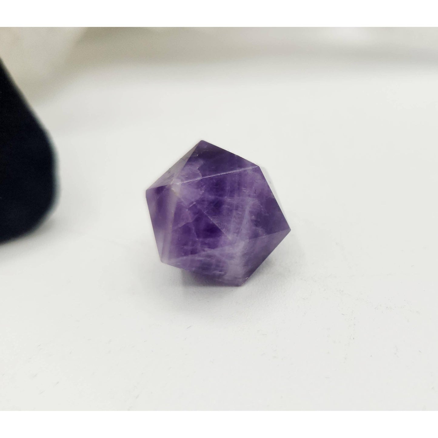 Amethyst 7-Piece Sacred Geometry Crystal Set with Wooden Grid & Velvet Bag