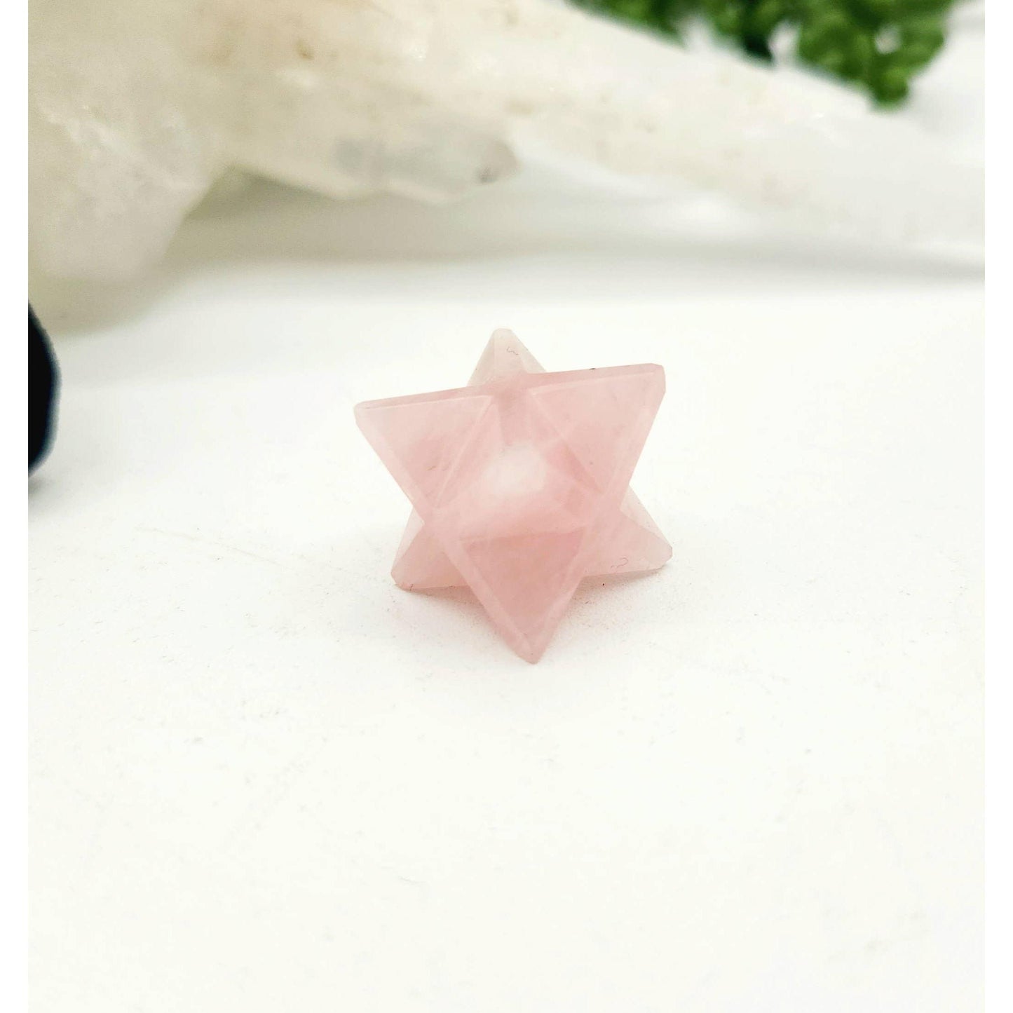 Rose Quartz Sacred Geometry Crystal Set – 7-Piece Platonic Solids + Grid