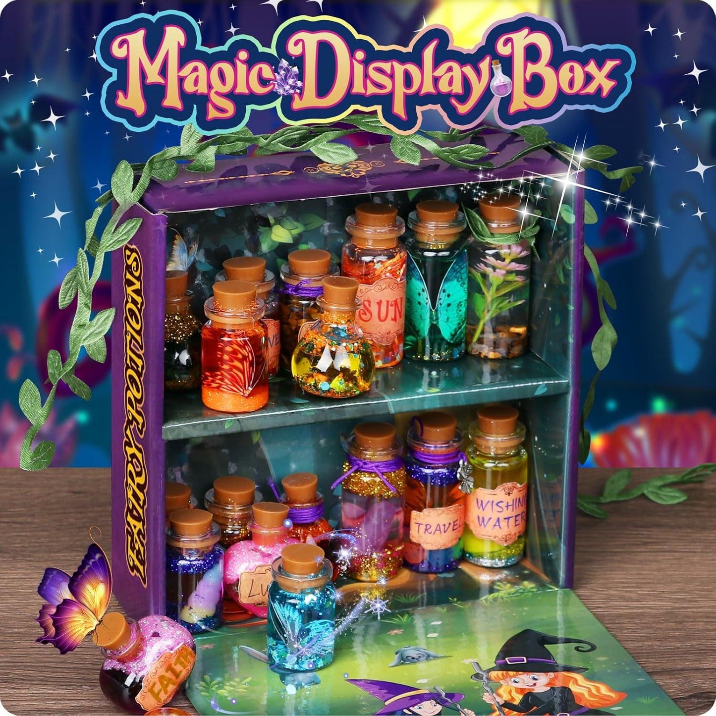 Fairy Potions Kit by Alritz – Whimsical DIY Magic Potion Set with Glow-in-the-Dark Sparkles (Makes 20 Bottles)