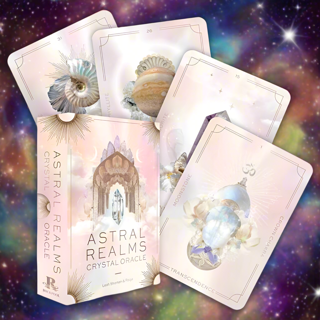 Astral Realms Crystal Oracle Deck – 33 Cards & Guidebook by Leah Shoman
