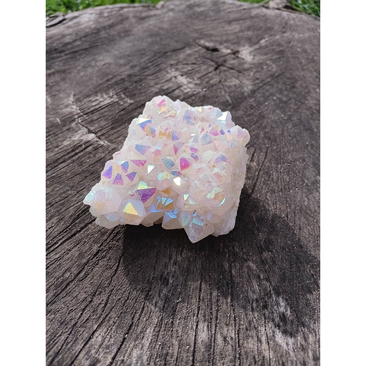 Aura Quartz Cluster – Genuine Iridescent Crystal for Energy Amplification & Decor