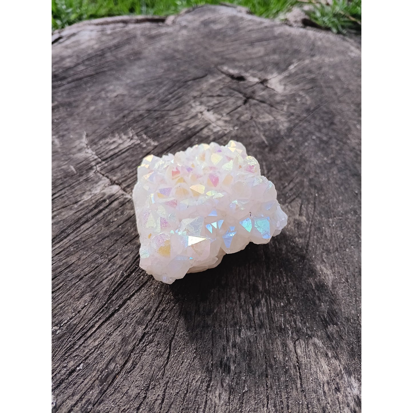 Aura Quartz Cluster – Genuine Iridescent Crystal for Energy Amplification & Decor