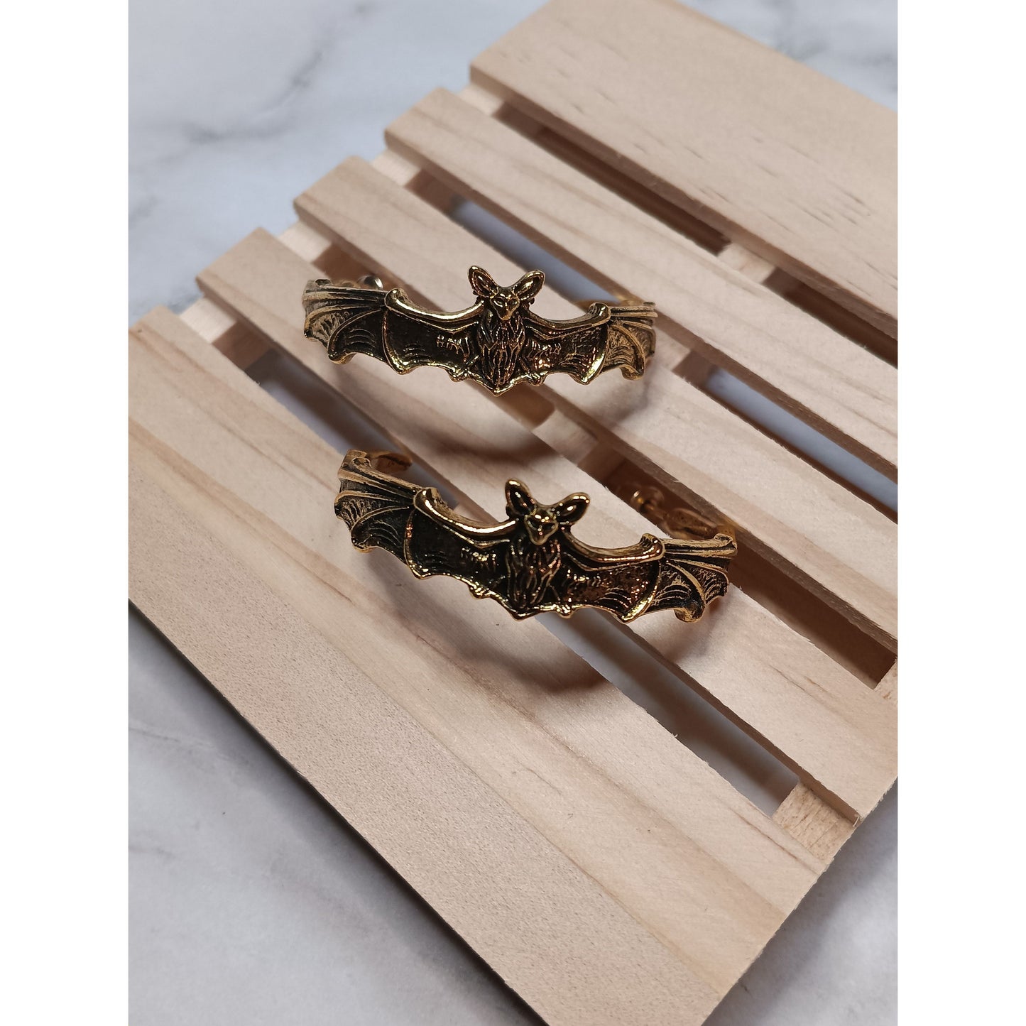 Gold Bat Wing Open Hoop Earrings – Gothic Statement Jewelry