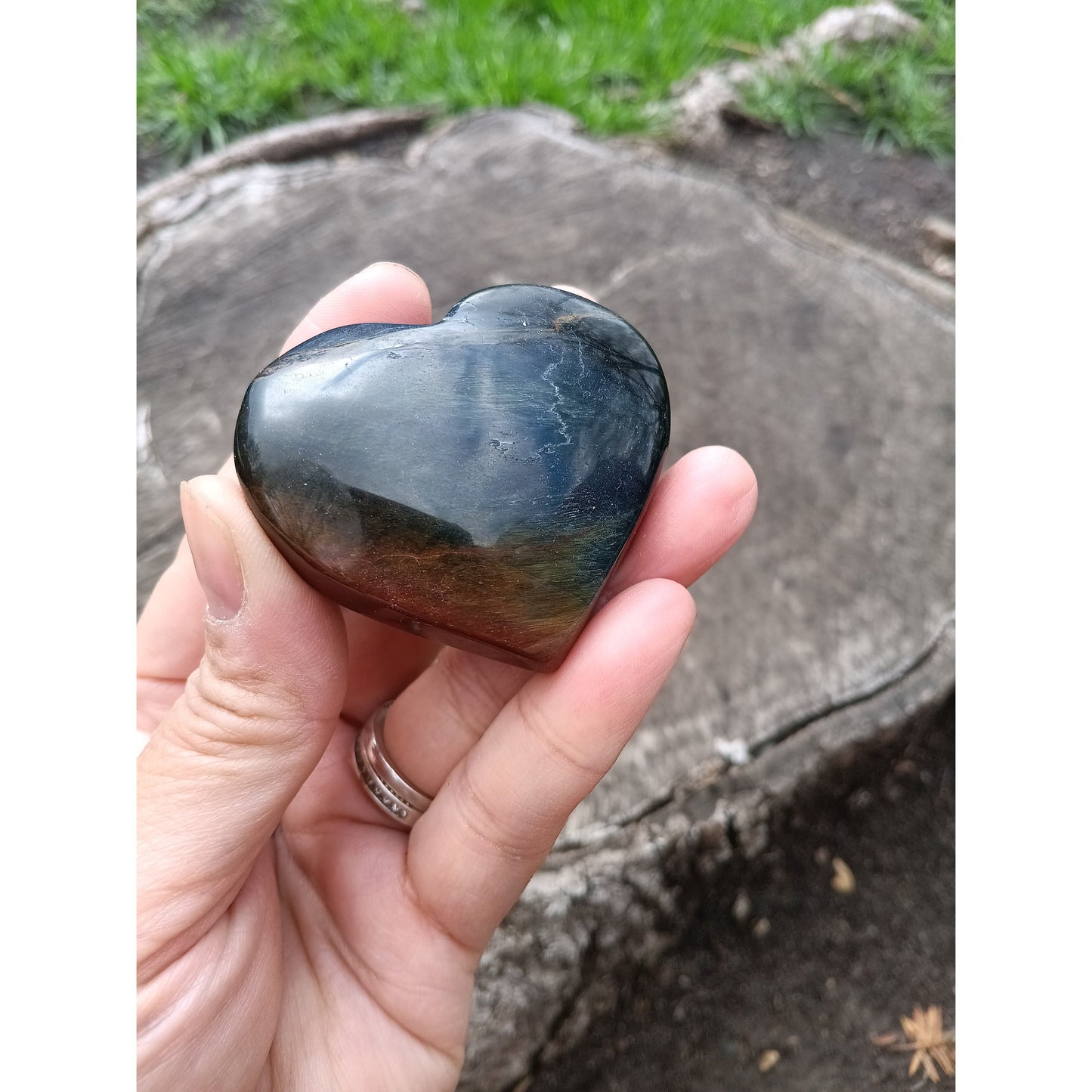 Blue Tiger Eye Heart Crystal – Grounding & Protective Stone