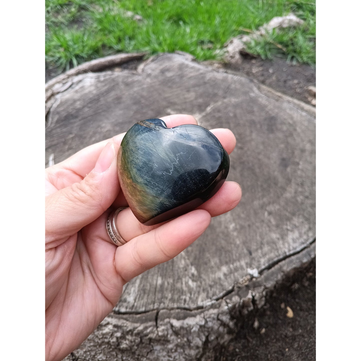 Blue Tiger Eye Heart Crystal – Grounding & Protective Stone