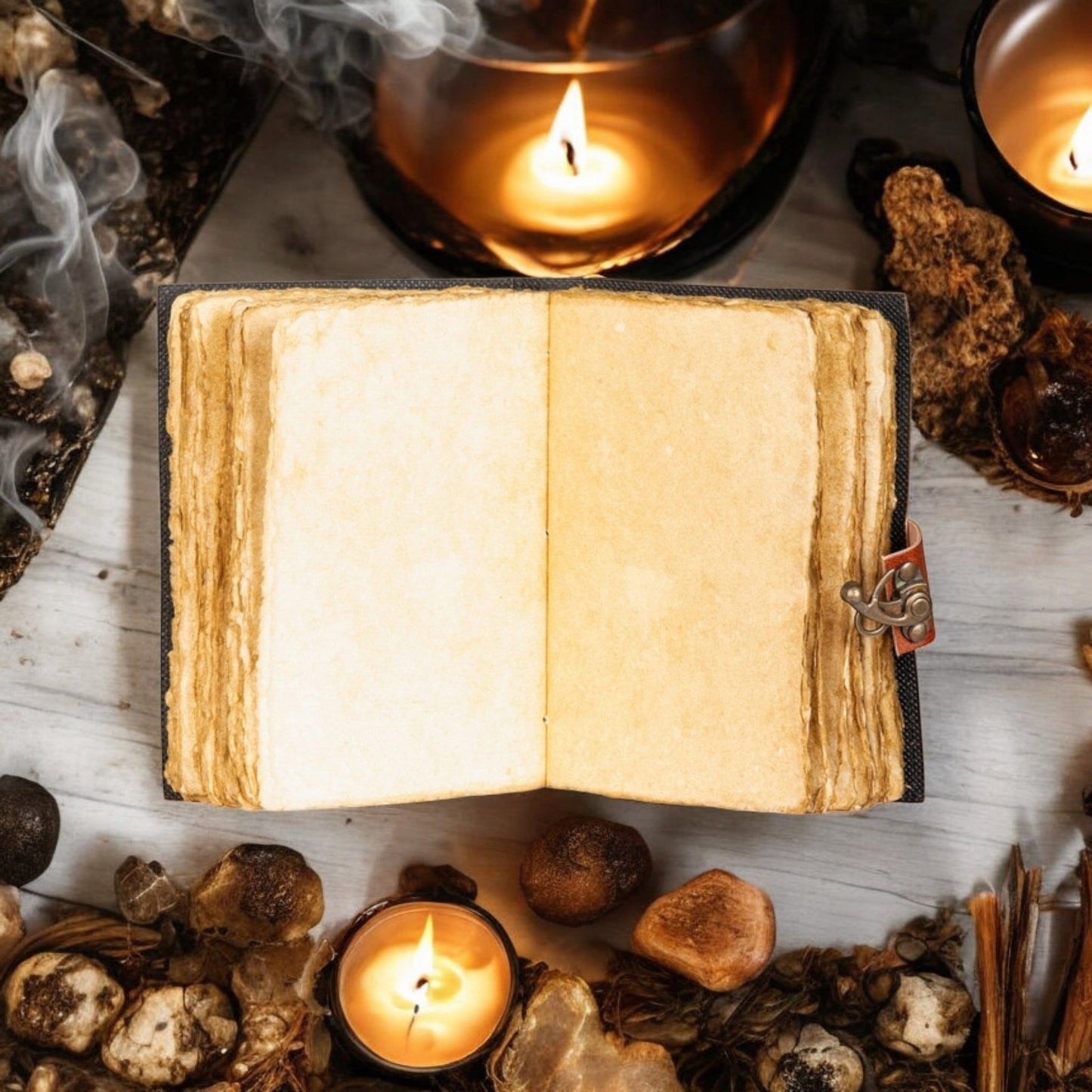 Book of Spells Leather Journal – Vintage Parchment Paper, 5" x 7"