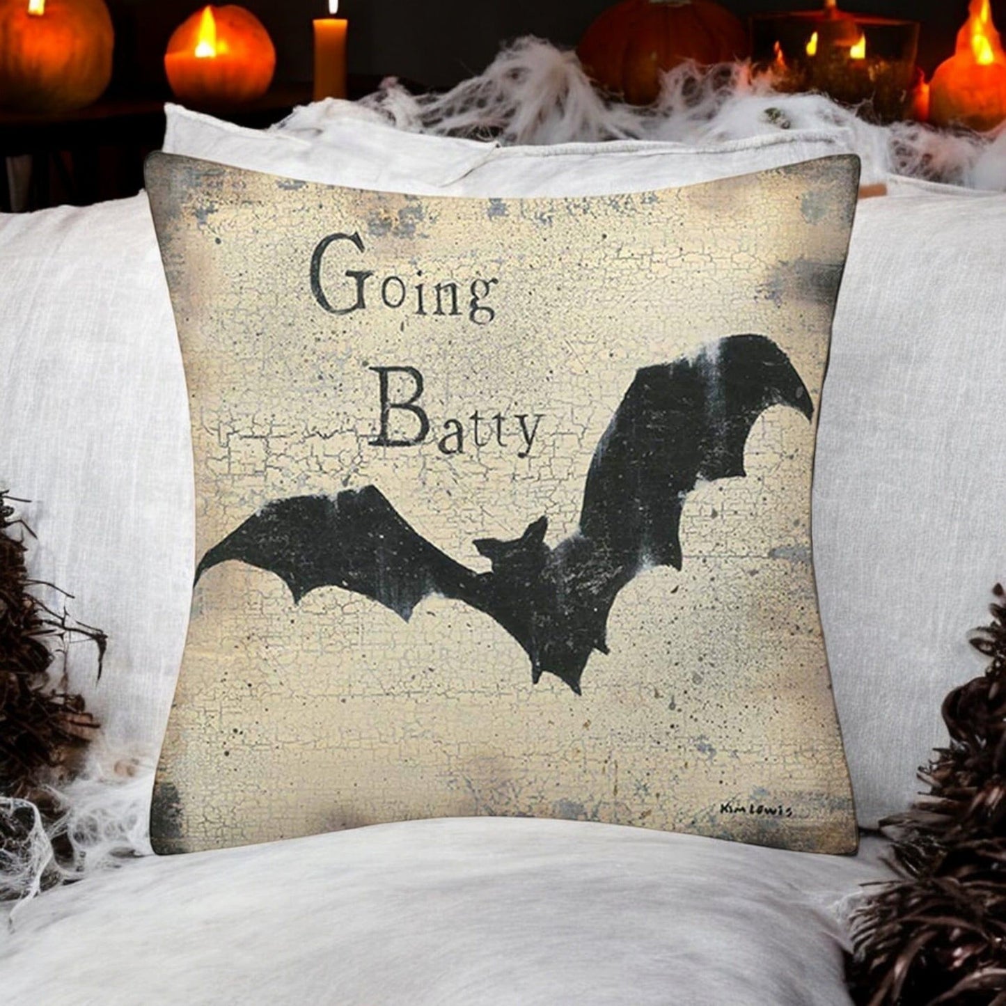 Halloween Newsprint Throw Pillow Covers – Witchy Vintage Halloween Decor (18x18”)