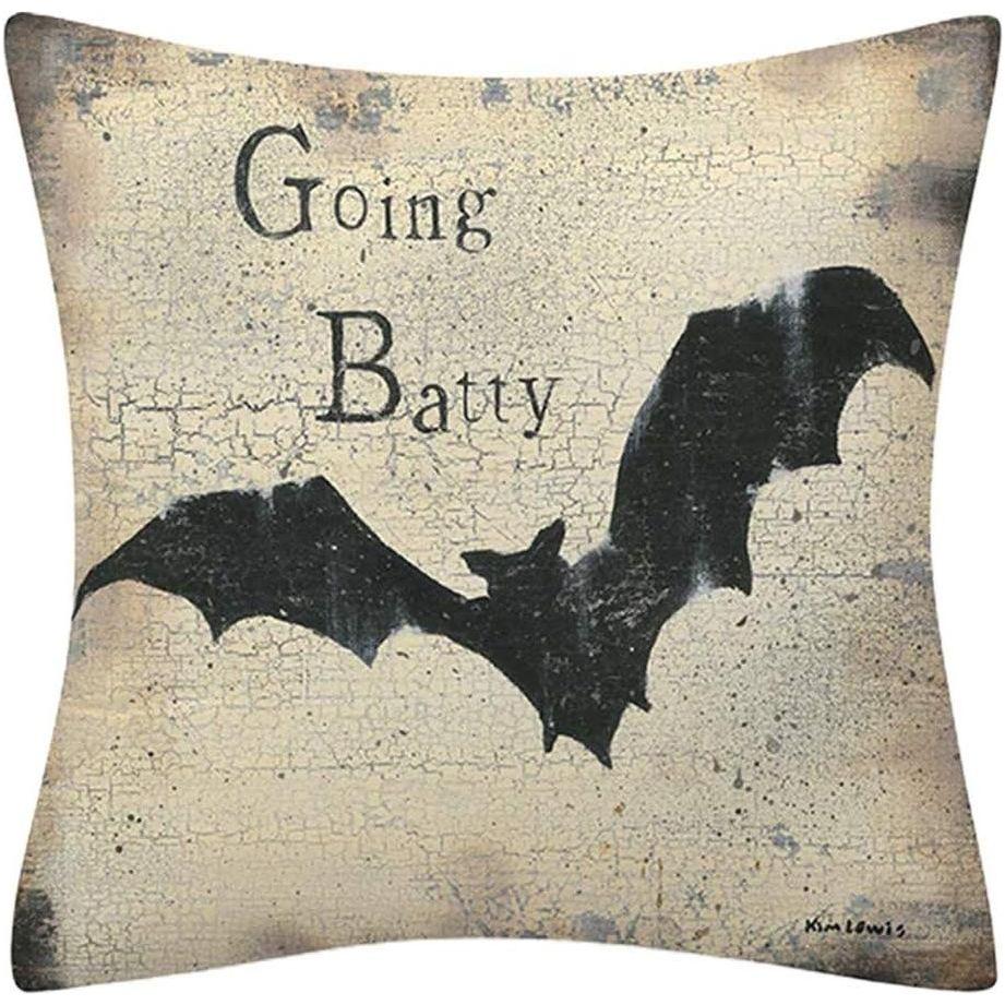 Halloween Newsprint Throw Pillow Covers – Witchy Vintage Halloween Decor (18x18”)