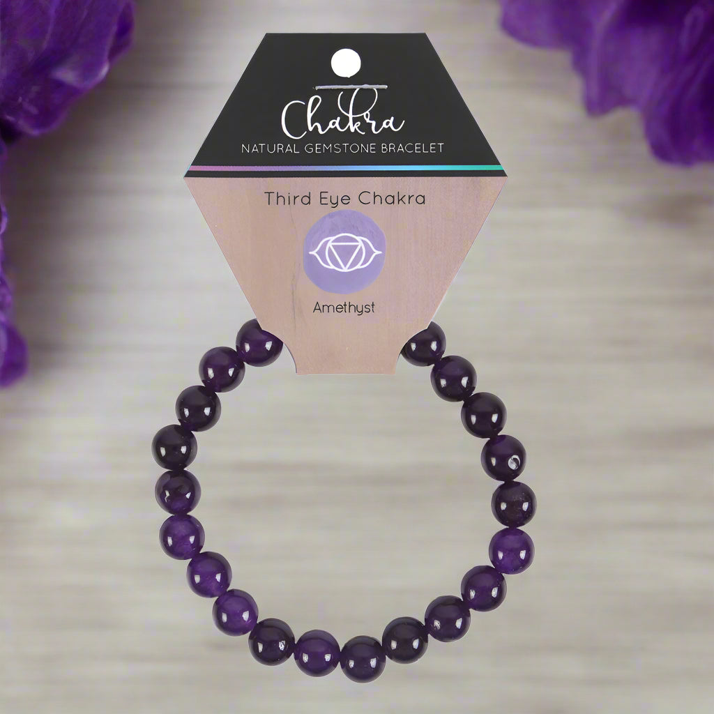 Chakra Natural Gemstone Bracelet – Third Eye Chakra Amethyst
