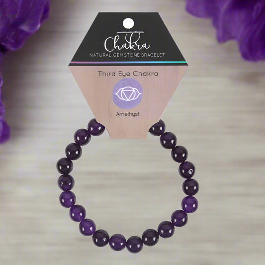 Chakra Natural Gemstone Bracelet – Third Eye Chakra Amethyst