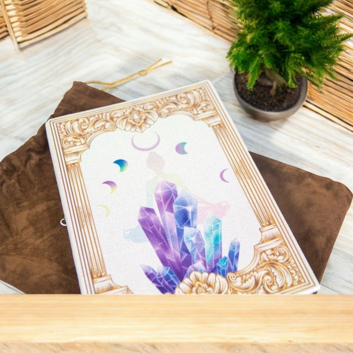 Chakra Crystal Vegan Leather Journal – Healing, Goal Tracking & Daily Planner