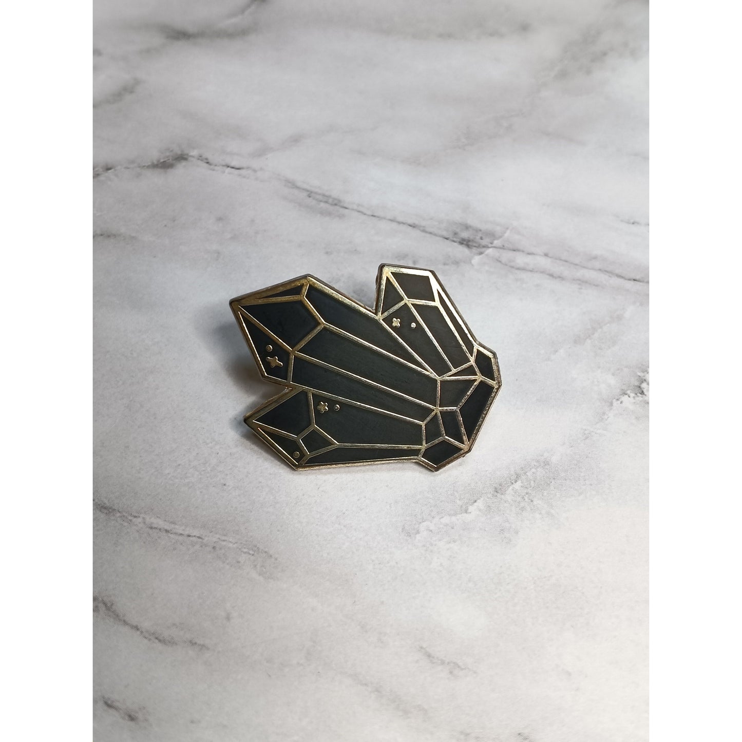 Crystal Cluster Enamel Pin – Black, Blue, or Purple | Gold-Tone Metal