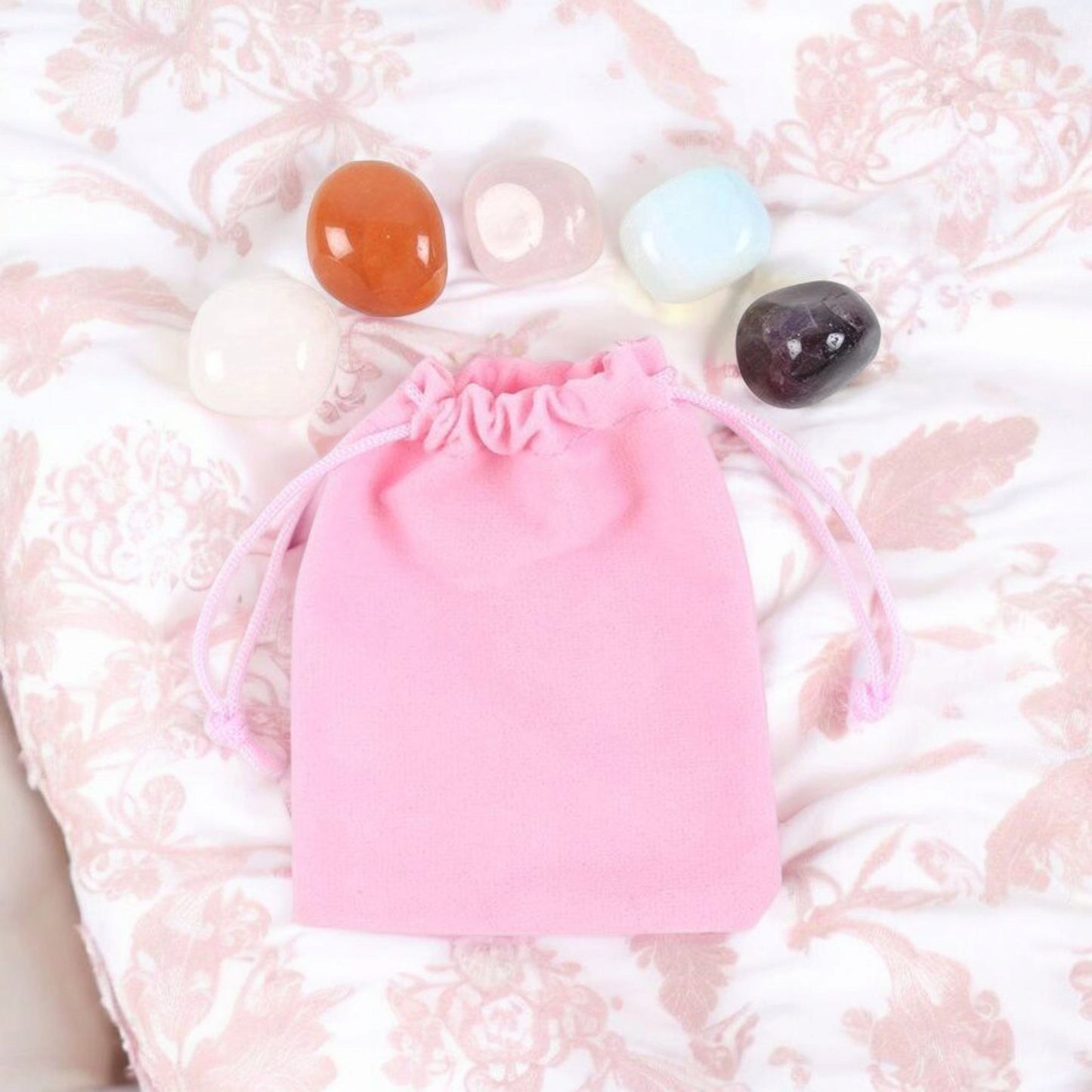 Crystals for Divine Feminine Energy – 5-Piece Crystal Set with Velvet Pouch