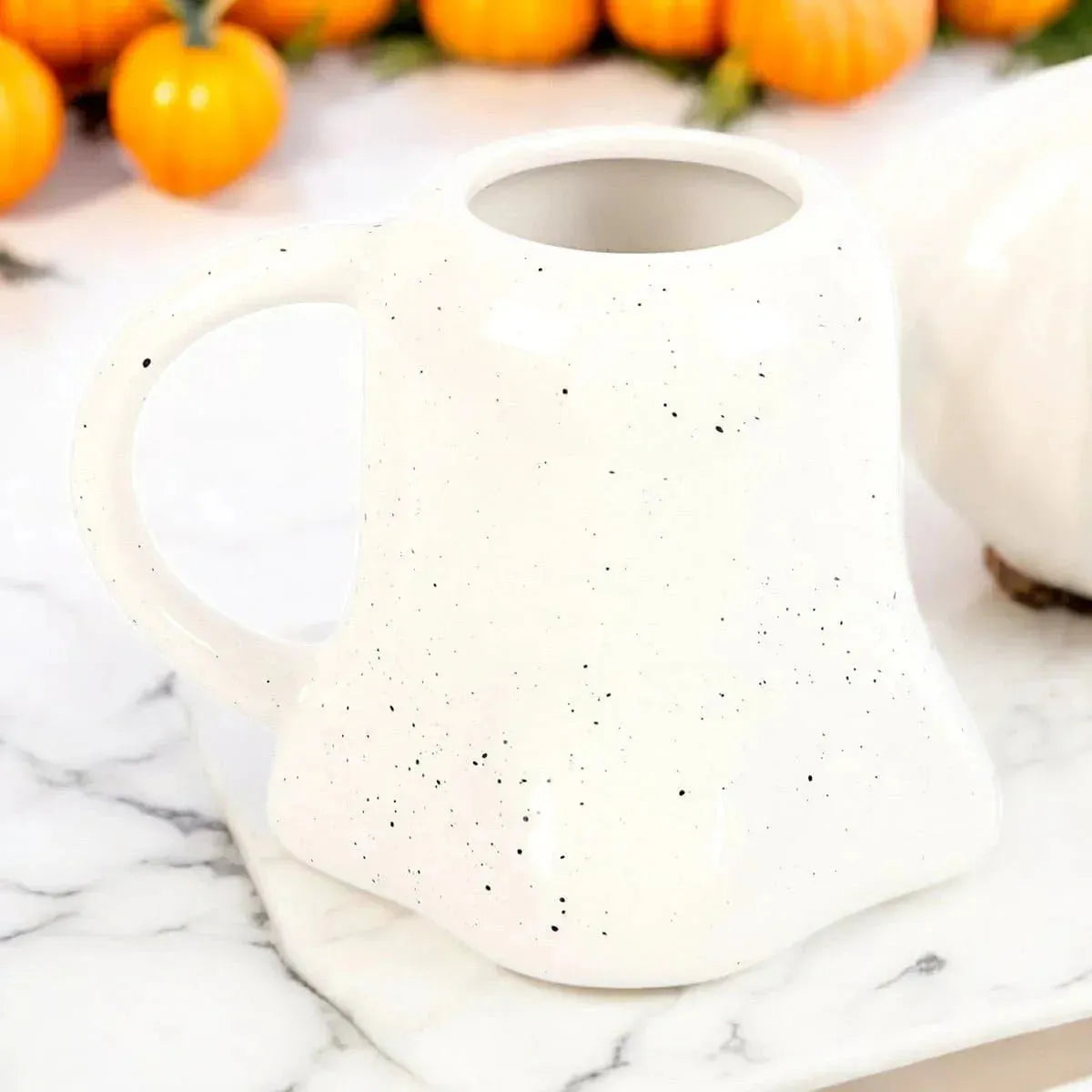 Ghost with Pumpkin Halloween Mug – 15 oz Speckled Ceramic