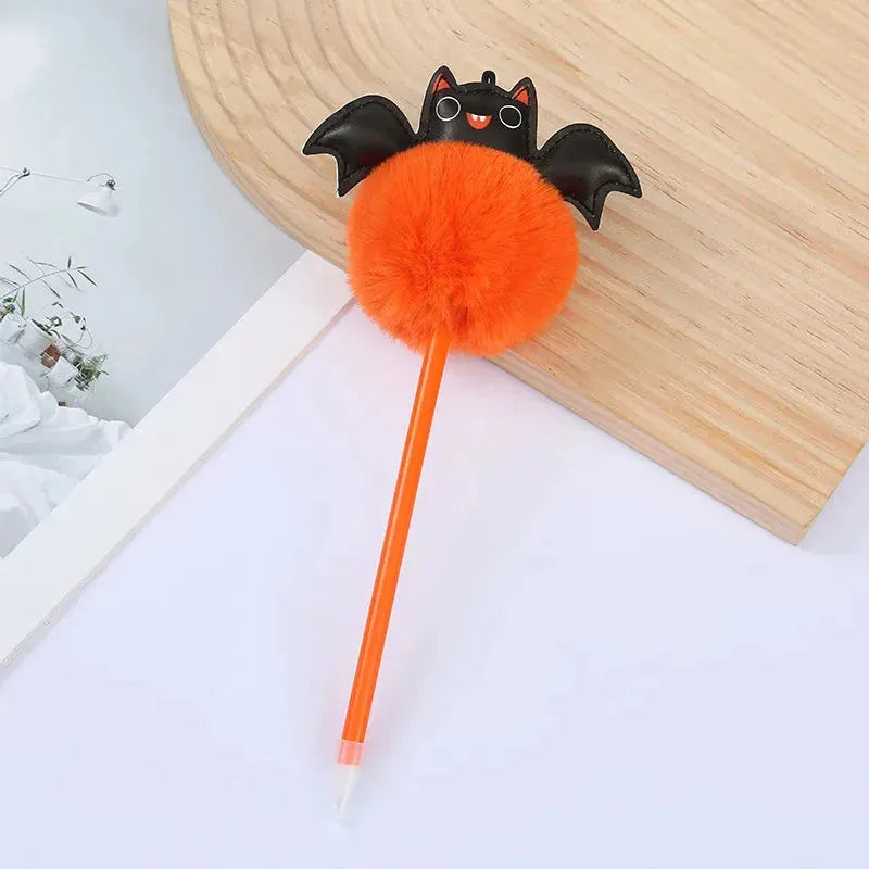 Spooky Pom Pom Pen – Cute Halloween Ballpoint with Ghost, Skull, Bat, or Witch Legs