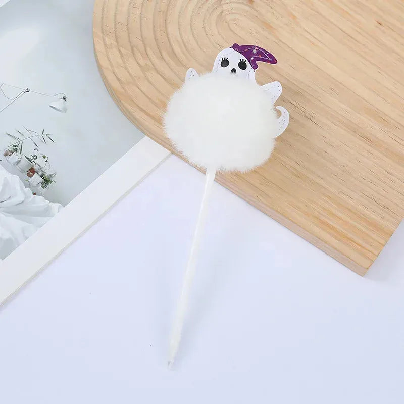 Spooky Pom Pom Pen – Cute Halloween Ballpoint with Ghost, Skull, Bat, or Witch Legs