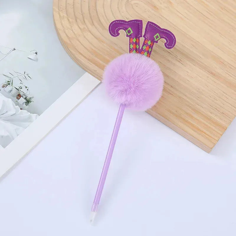 Spooky Pom Pom Pen – Cute Halloween Ballpoint with Ghost, Skull, Bat, or Witch Legs
