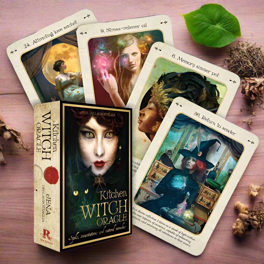 Kitchen Witch Oracle by Jena Dellagrottaglia – A Spellbinding Deck of Herbal Wisdom & Elemental Magic