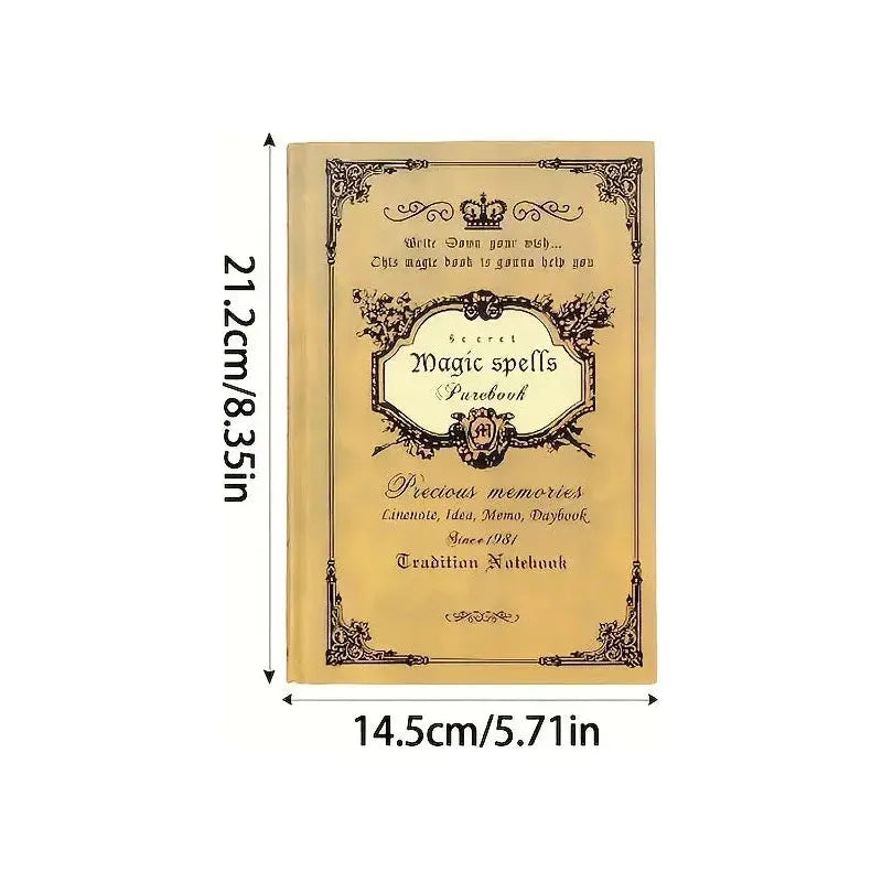 Magic Spells Journal – Vintage A5 Hardcover Witchy Notebook with Lined Pages