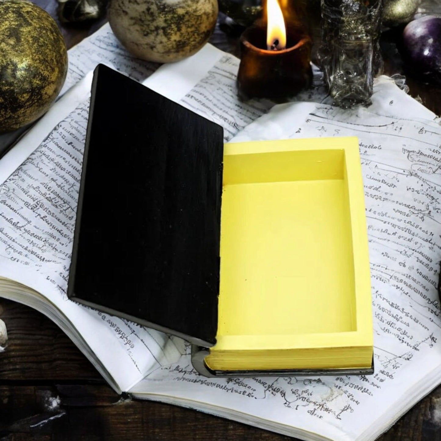 Pentacle Book Decorative Box – Resin Hinged Storage for Crystals, Cards & More