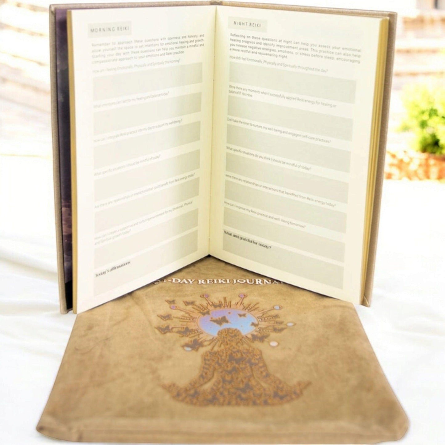 Reiki Attunement Vegan Leather Journal – 21-Day Guided Practice with Carrying Bag