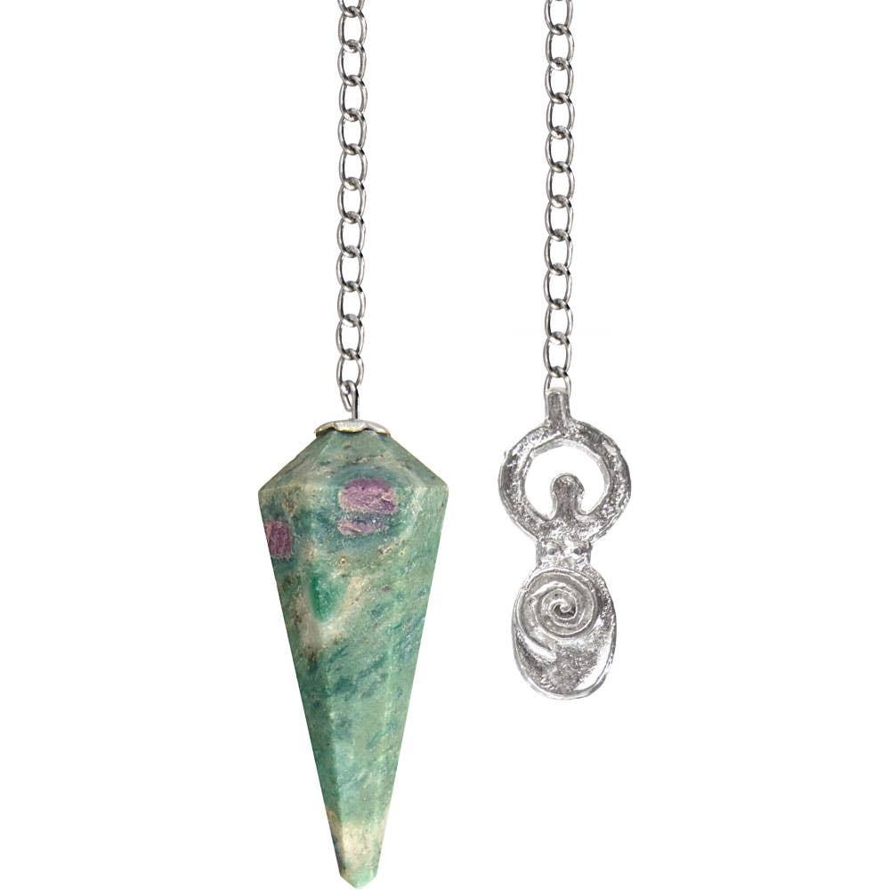 Ruby Zoisite Hexagonal Spiral Goddess Pendulum