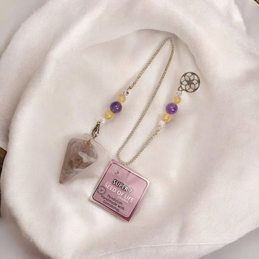 Sacred 7 Hexagonal Seed of Life Charm Pendulum | Spiritual Stone for Healing & Divination