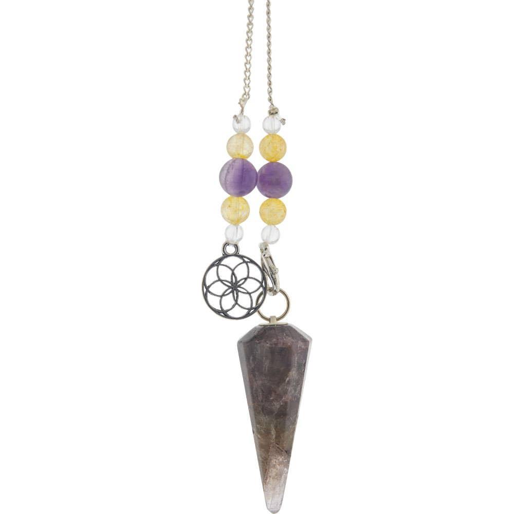 Sacred 7 Hexagonal Seed of Life Charm Pendulum | Spiritual Stone for Healing & Divination