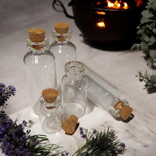 Mini Spell Jars with Cork – 3 Pack | Glass Intention Bottles for Spells & Rituals