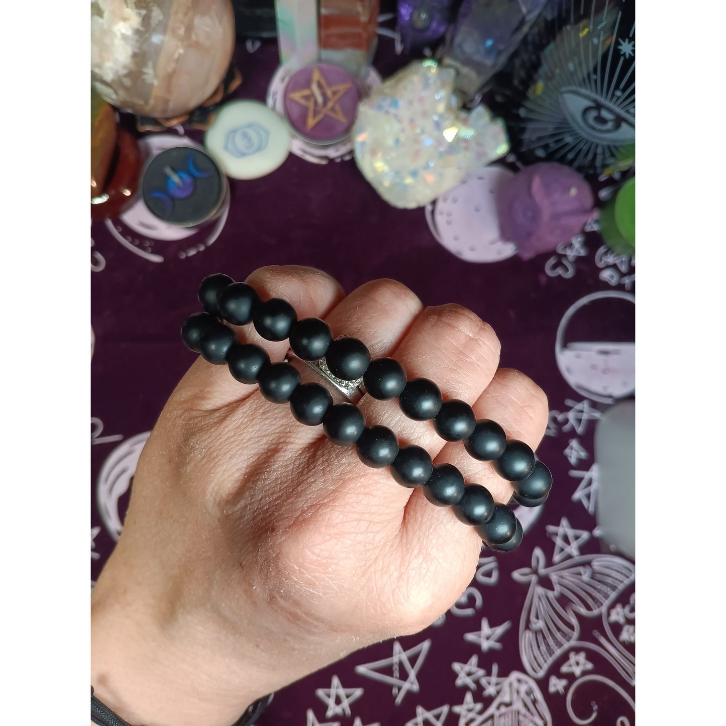 Tiger Eye & Black Bead Stretch Bracelet – 1 or 2 Tiger Eye Beads