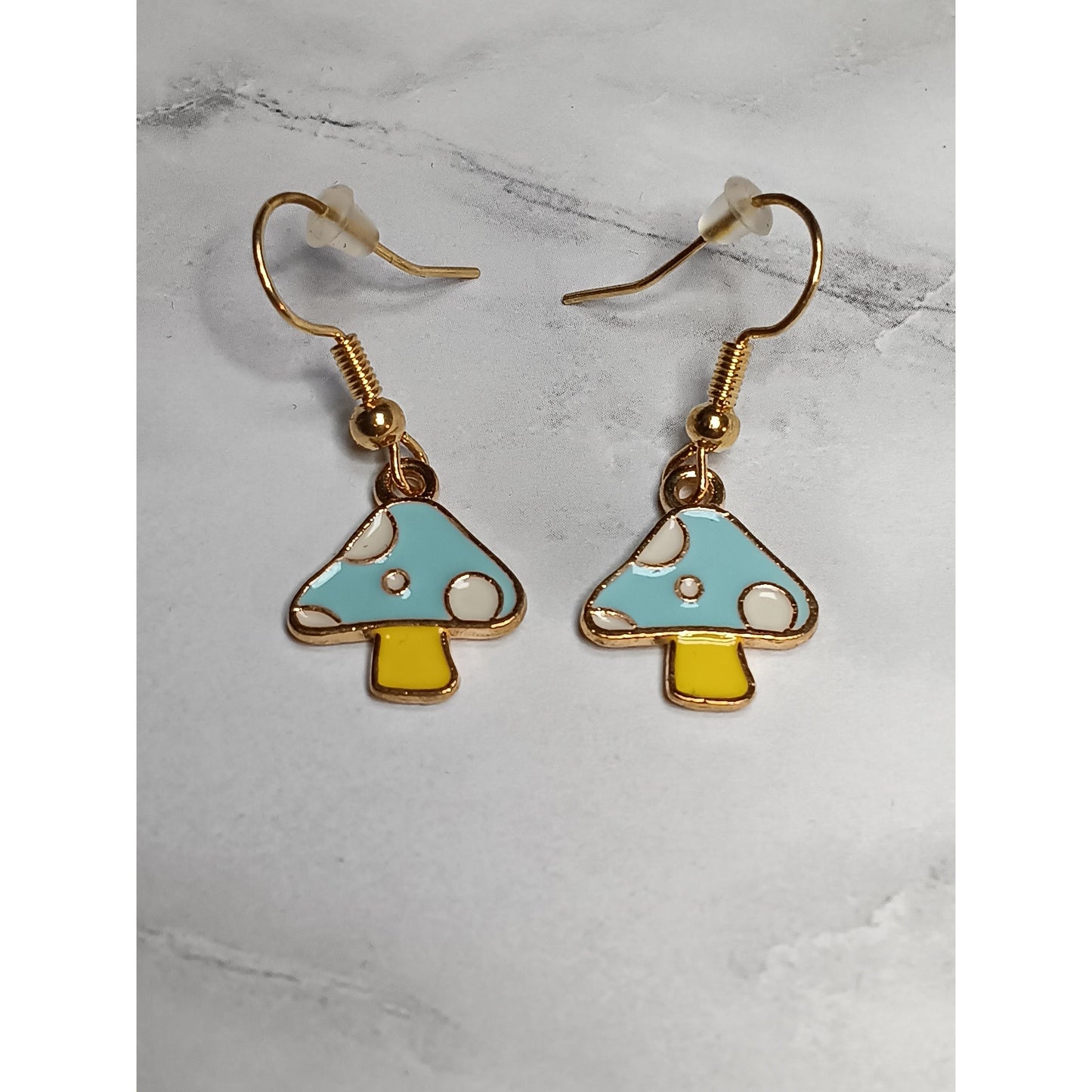 Whimsical Toadstool Mushroom Earrings – Enamel Dangle in Red, Pink, Lavender, Sky Blue