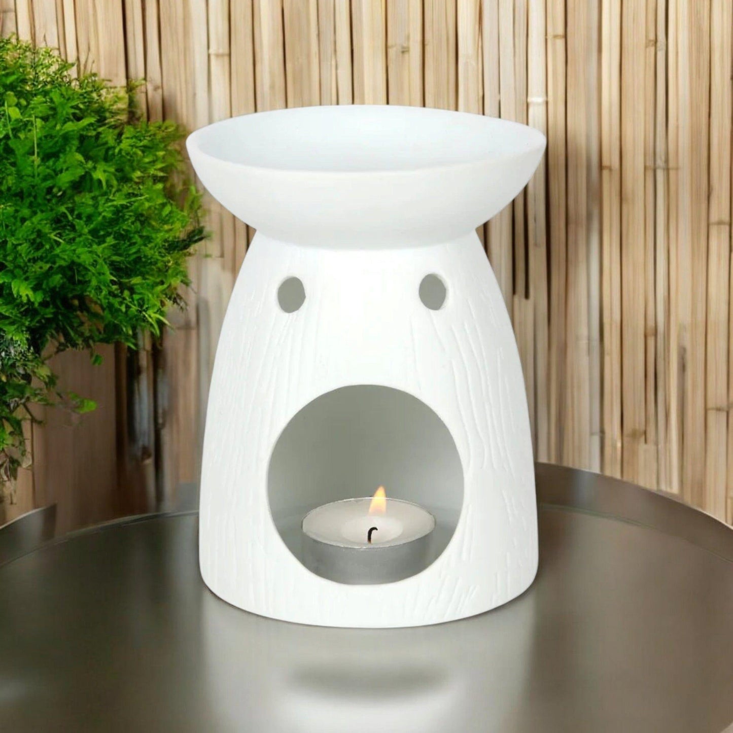 Tree of Life Oil Burner – Matte White Ceramic with Soft Illumination