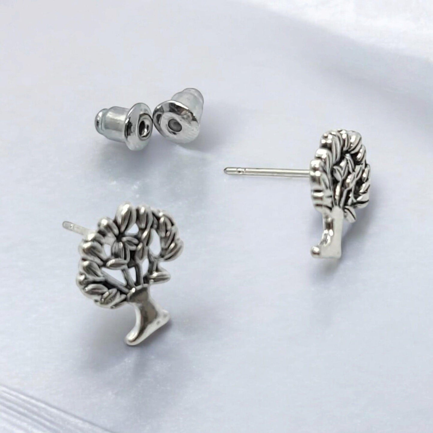 Mini Silver Tree Stud Earrings – Grounding Spiritual Jewelry