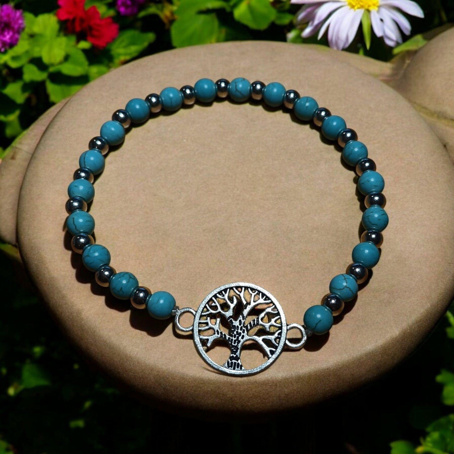 Tree of Life Beaded Bracelet – Stretchy & Lightweight with Silver Charm (3 Colors)