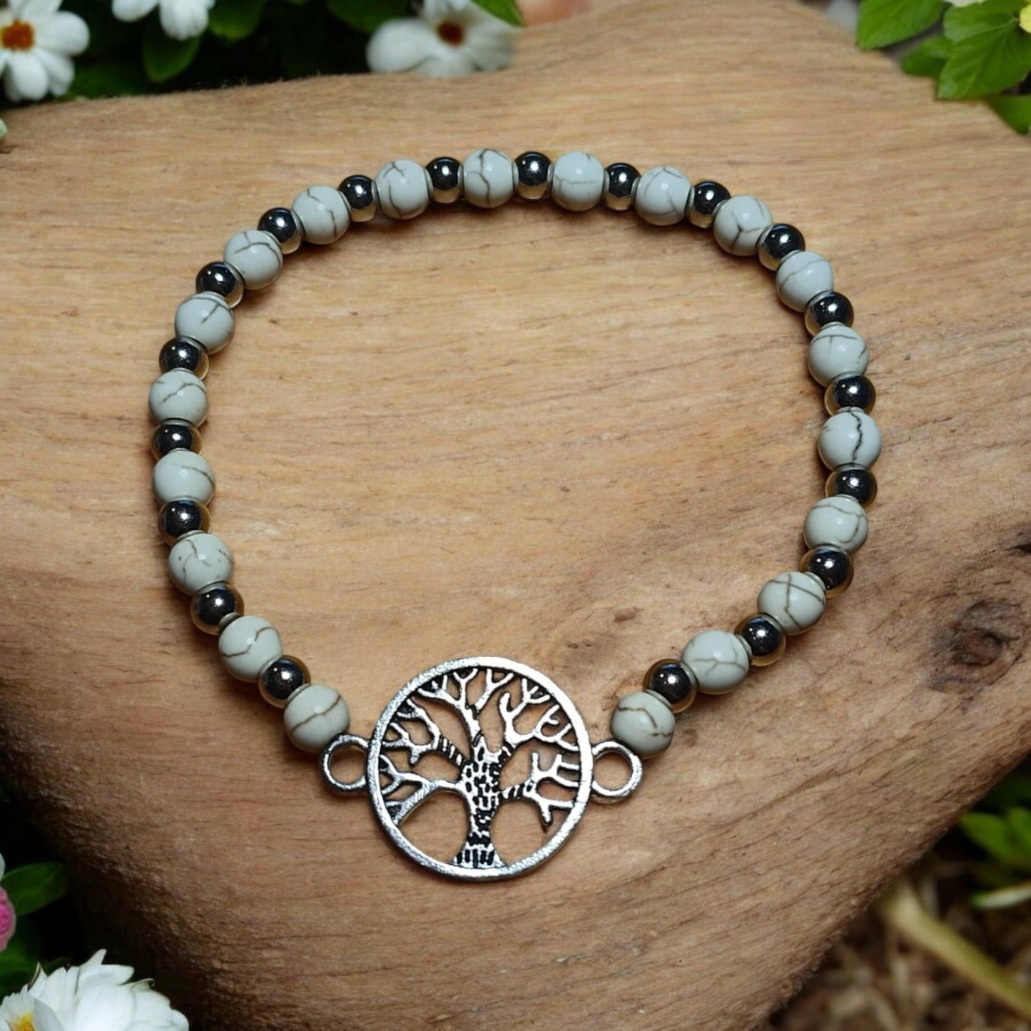Tree of Life Beaded Bracelet – Stretchy & Lightweight with Silver Charm (3 Colors)