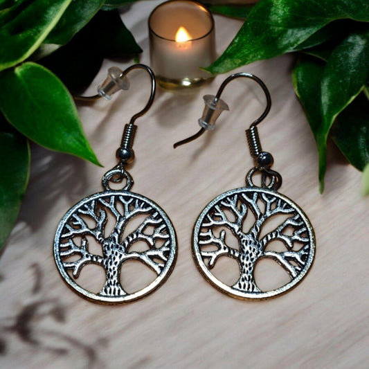 Tree of Life Earrings – Lightweight Silver-Tone Jewelry on Fishhooks