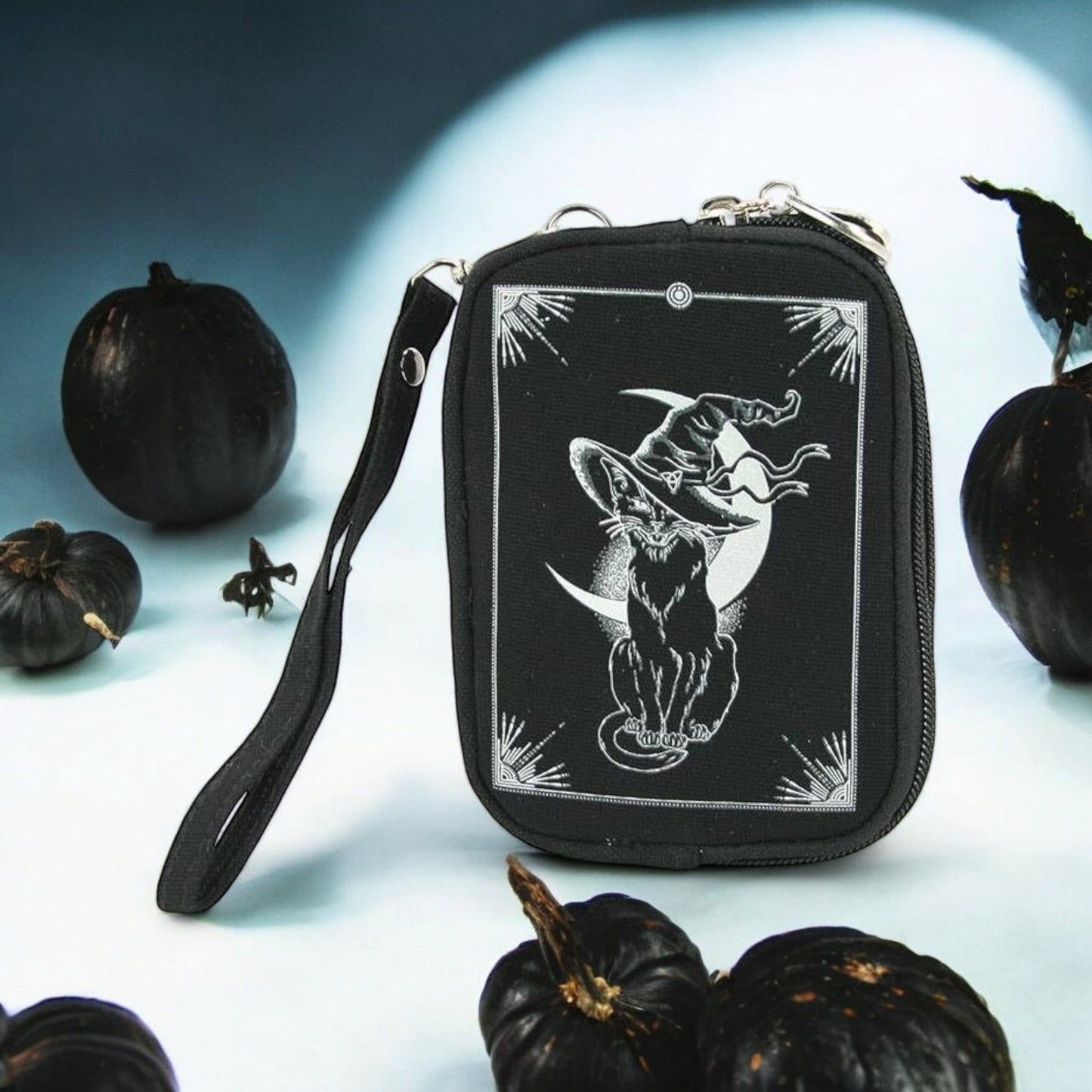 Witchy Wristlet – Celestial & Occult-Inspired Canvas Zipper Pouch
