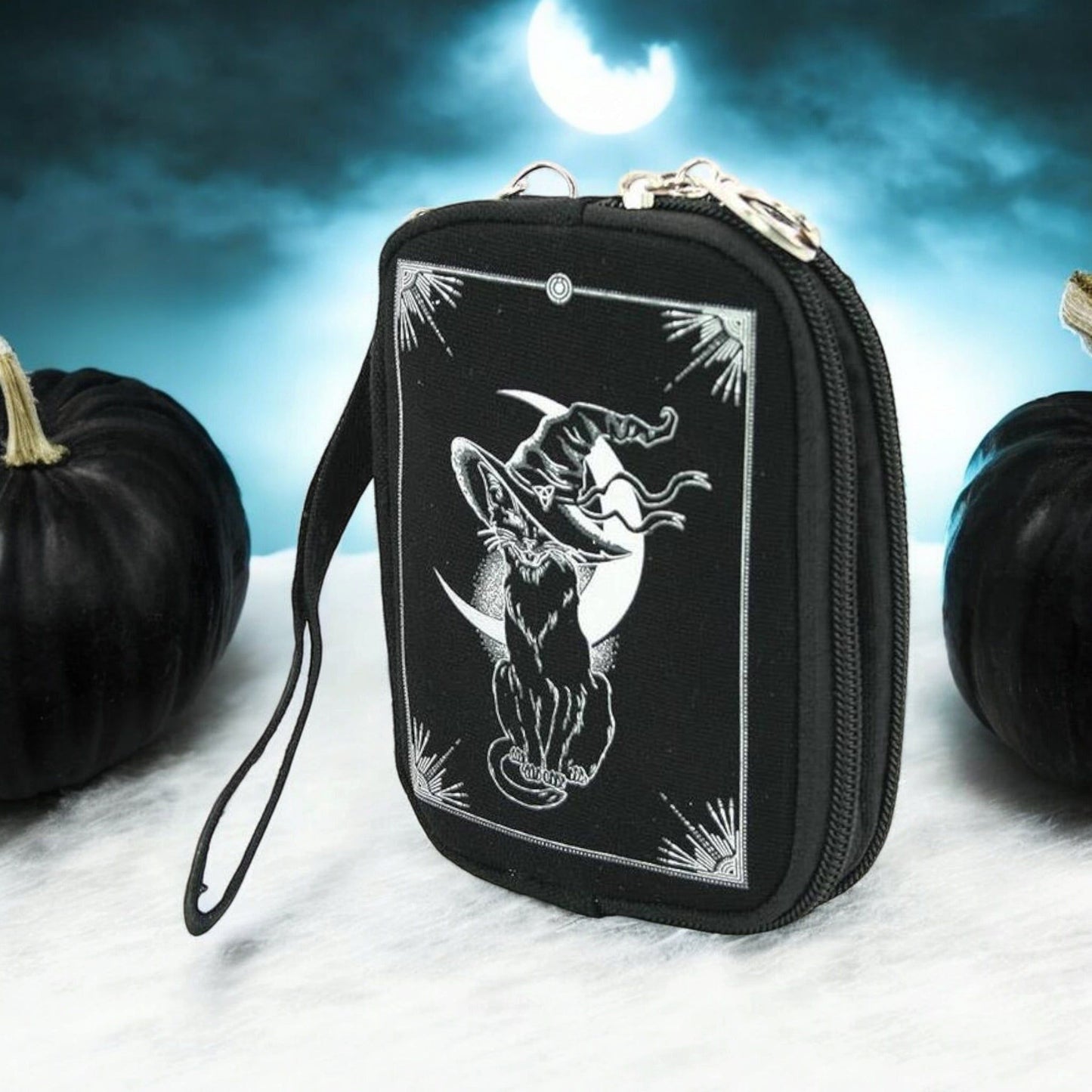 Witchy Wristlet – Celestial & Occult-Inspired Canvas Zipper Pouch