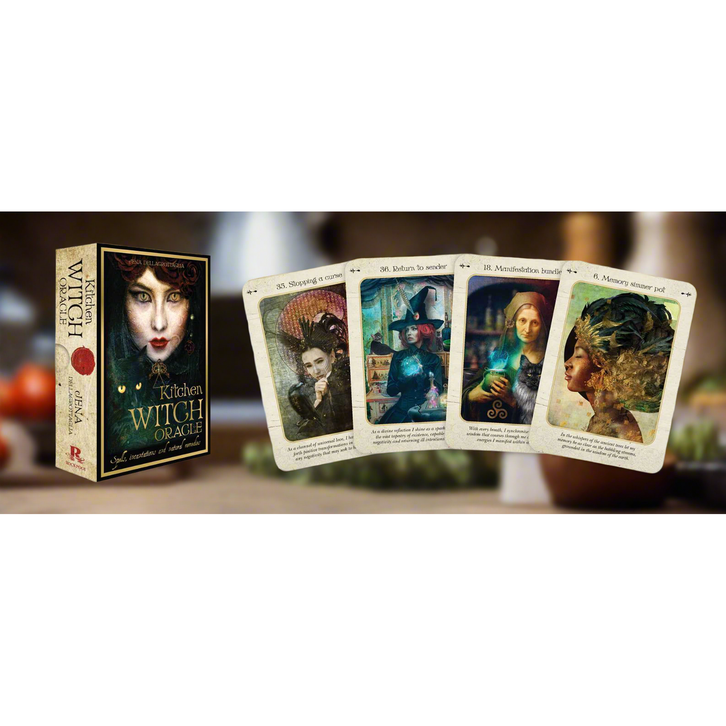 Kitchen Witch Oracle by Jena Dellagrottaglia – A Spellbinding Deck of Herbal Wisdom & Elemental Magic