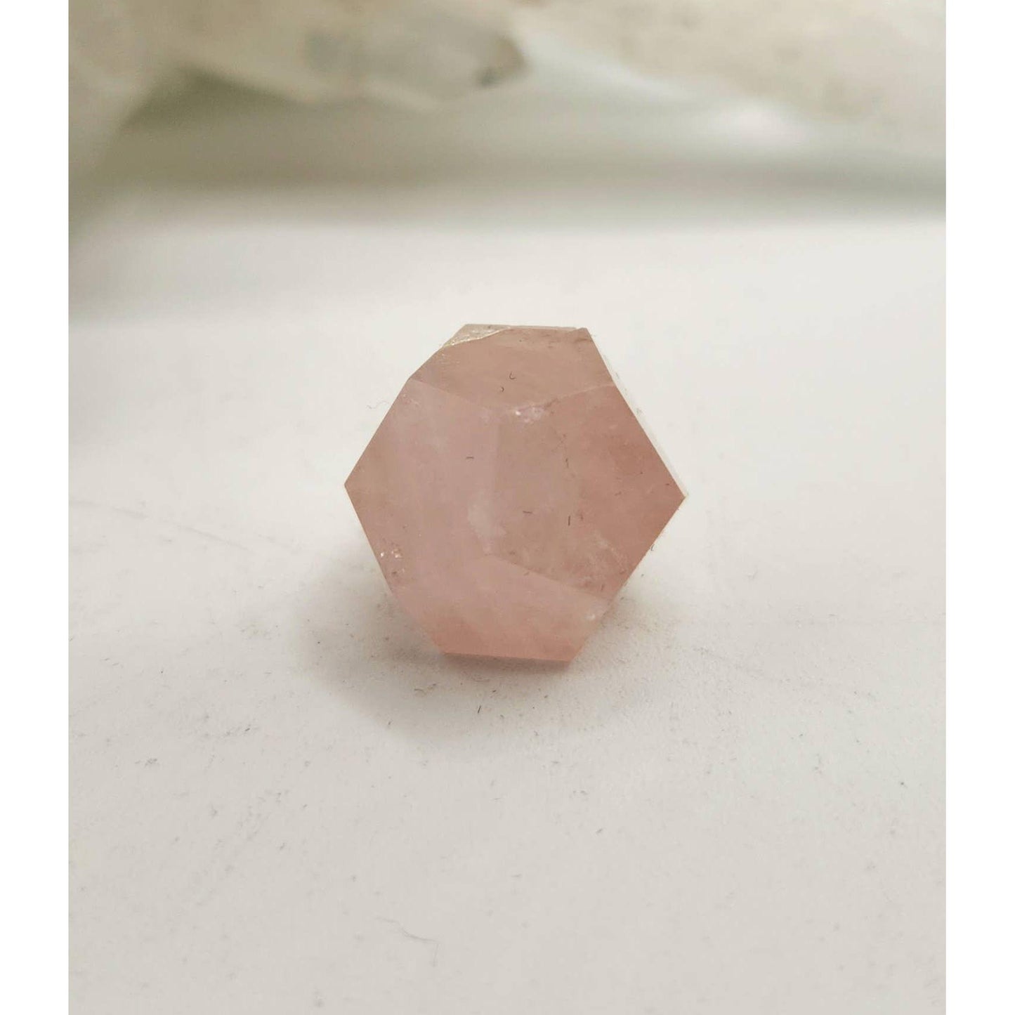 Rose Quartz Sacred Geometry Crystal Set – 7-Piece Platonic Solids + Grid