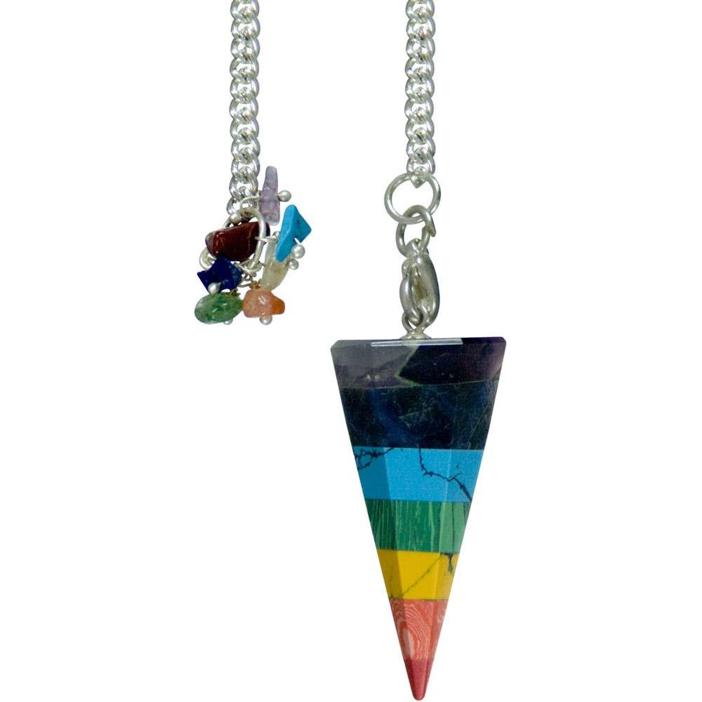 7 Layered Chakra Stone Hexagonal Pendulum – Energy Healing & Spiritual Balance Tool